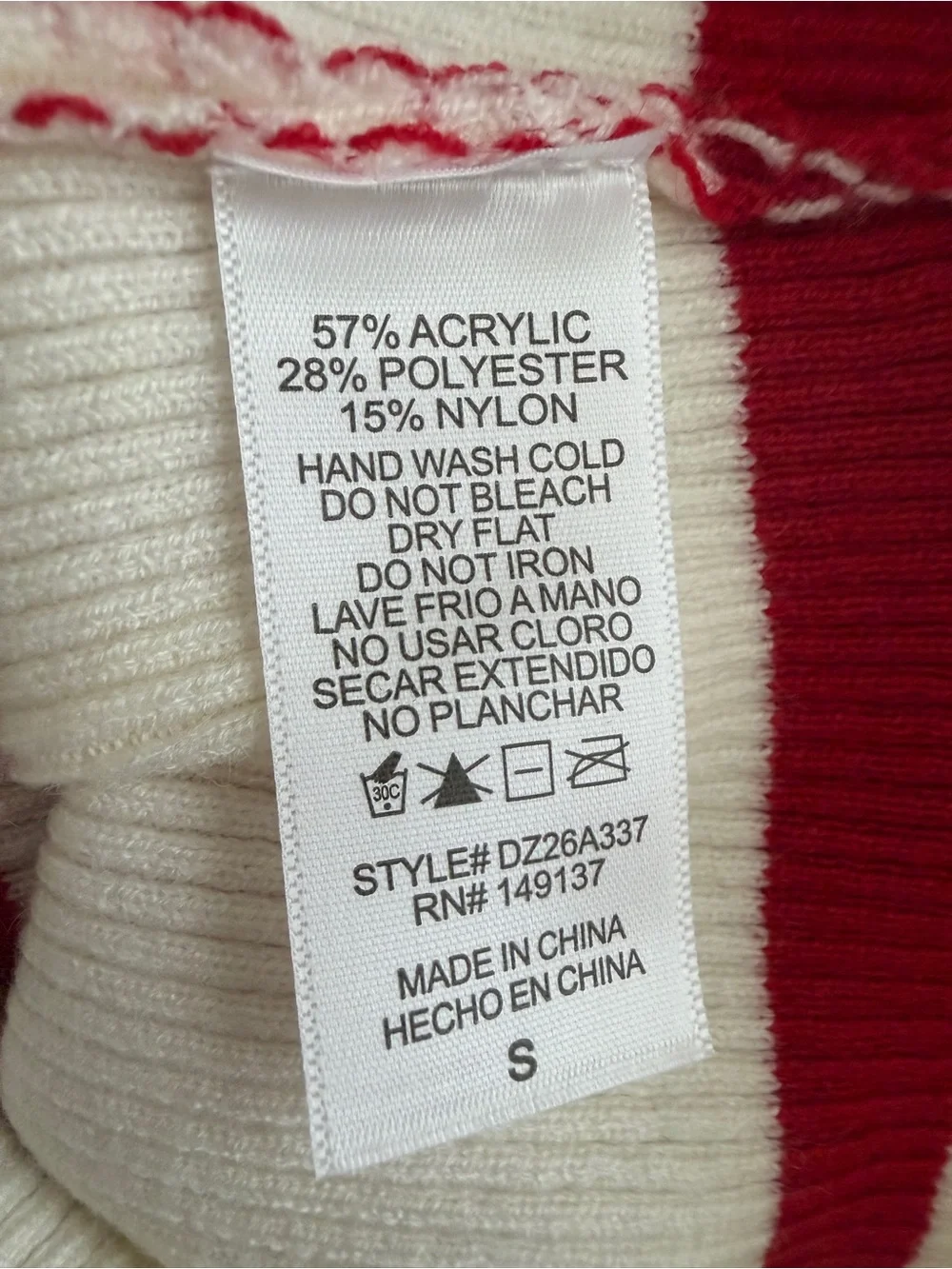 Double Zero Cream V-Neck Sweater Vest with Red Stripes